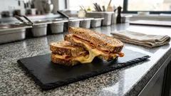 全粒粉カンパーニュでカリッと、とろり。ヴィーガンハム＆植物性チーズのホットサンド